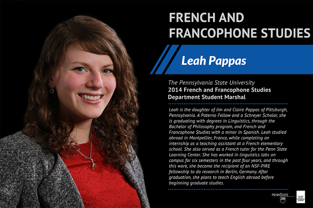 2014 French and Francophone Studies Department Student Marshal